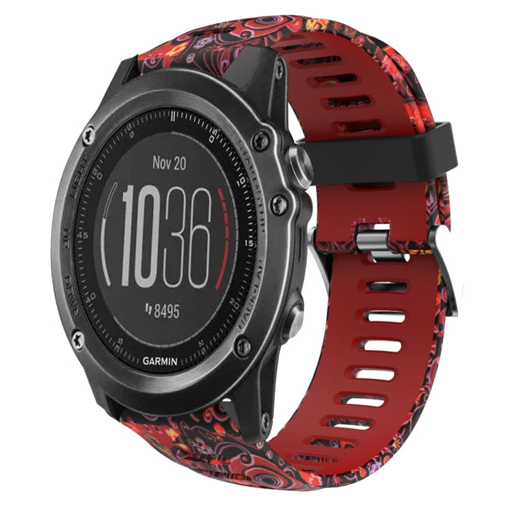 Watch Band – Silicone (26mm) #8 For Garmin Fenix 3 HR Red+Jellyfish Camouflage