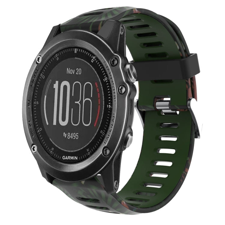 Watch Band – Silicone (26mm) #8 For Garmin Fenix 3 HR Army Green+Bamboo Camouflage