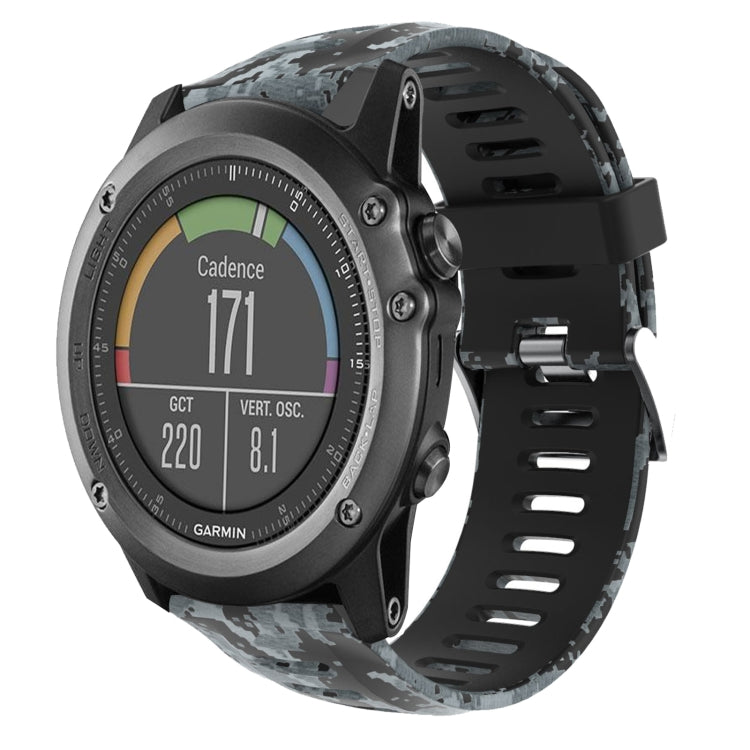 Watch Band – Silicone (26mm) #7 For Garmin Fenix 3 Sapphire Black+Digital Camouflage