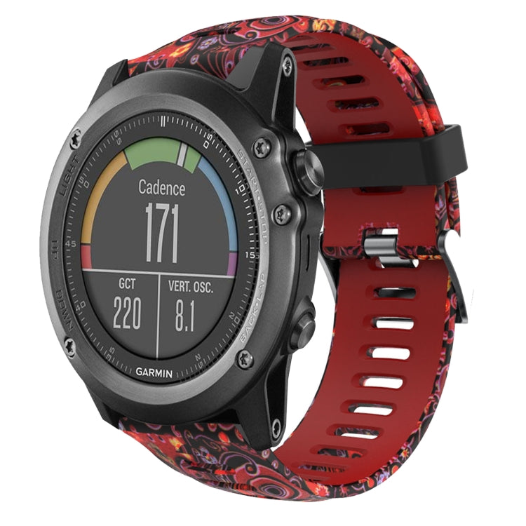 Watch Band – Silicone (26mm) #7 For Garmin Fenix 3 Sapphire Red+Jellyfish Camouflage