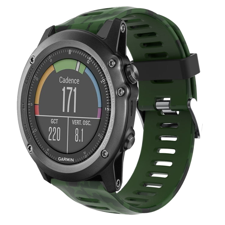 Watch Band – Silicone (26mm) #7 For Garmin Fenix 3 Sapphire Army Green+Army Camouflage