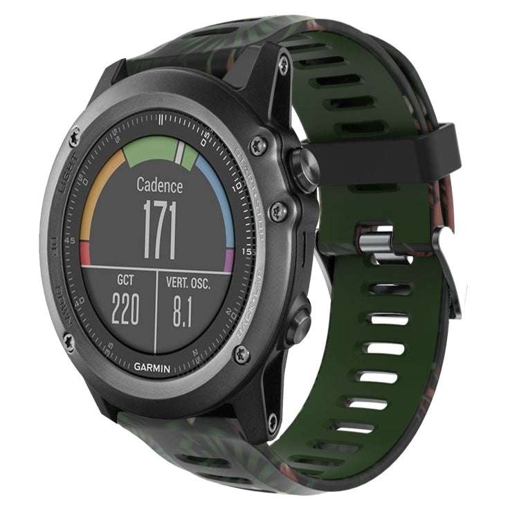 Watch Band – Silicone (26mm) #7 For Garmin Fenix 3 Sapphire Army Green+Bamboo Camouflage