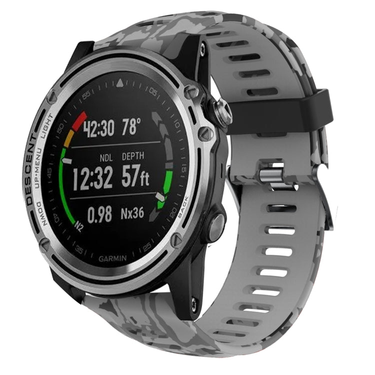 Watch Band – Silicone (26mm) #7 For Garmin Descent MK 1 Grey+Army Camouflage