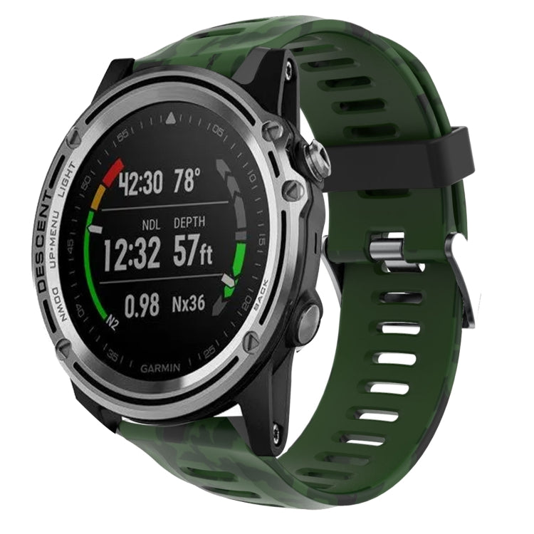 Watch Band – Silicone (26mm) #7 For Garmin Descent MK 1 Army Green+Army Camouflage