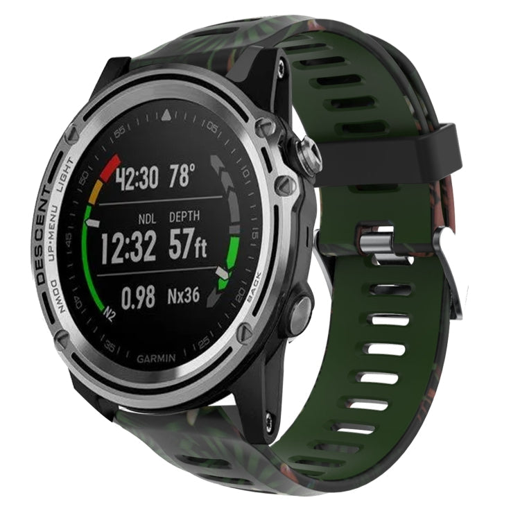 Watch Band – Silicone (26mm) #7 For Garmin Descent MK 1 Army Green+Bamboo Camouflage