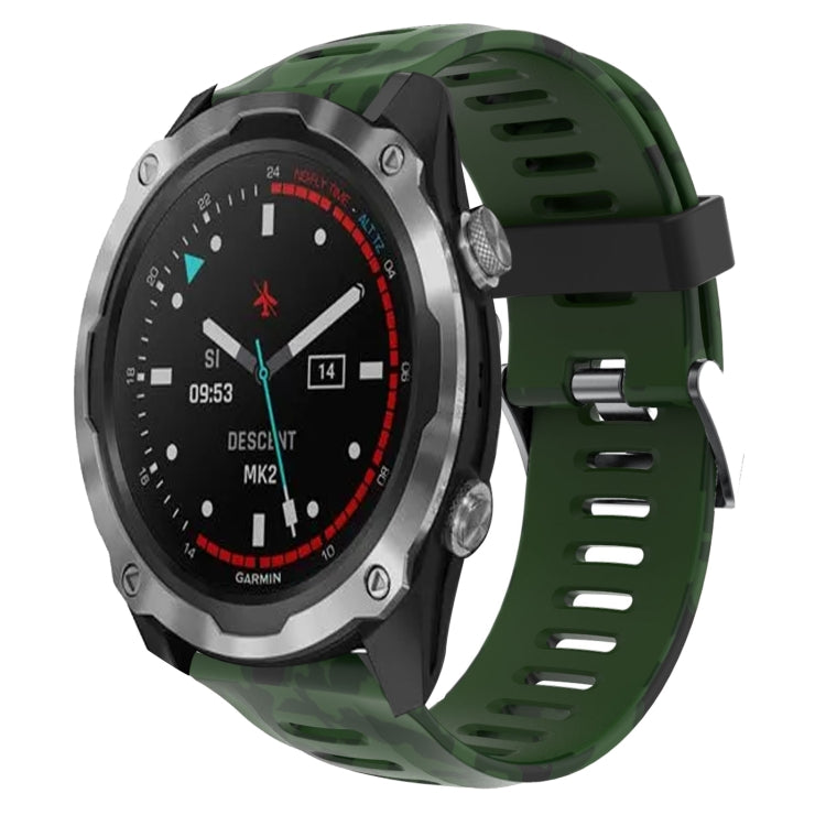 Watch Band – Silicone (26mm) #7 For Garmin Descent MK 2 Army Green+Army Camouflage
