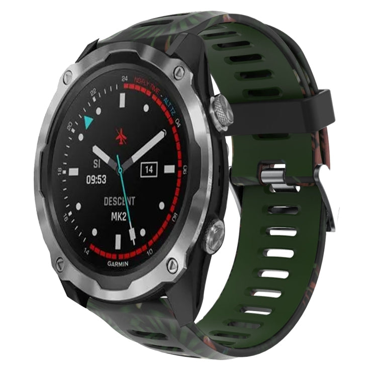 Watch Band – Silicone (26mm) #7 For Garmin Descent MK 2 Army Green+Bamboo Camouflage