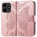 Butterfly Love Flower Embossed Leather Phone Case – Lanyard, Card Slot, Leather, For Tecno Spark 10 Pro, For Tecno Spark 10C
