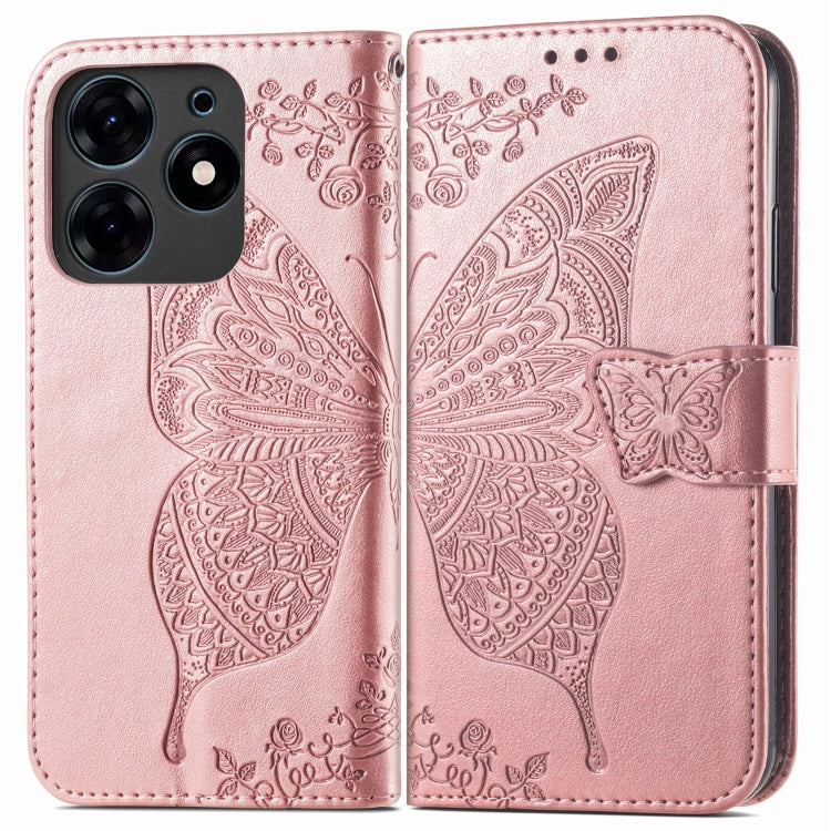 Butterfly Love Flower Embossed Leather Phone Case – Lanyard, Card Slot, Leather, For Tecno Spark 10 Pro, For Tecno Spark 10C