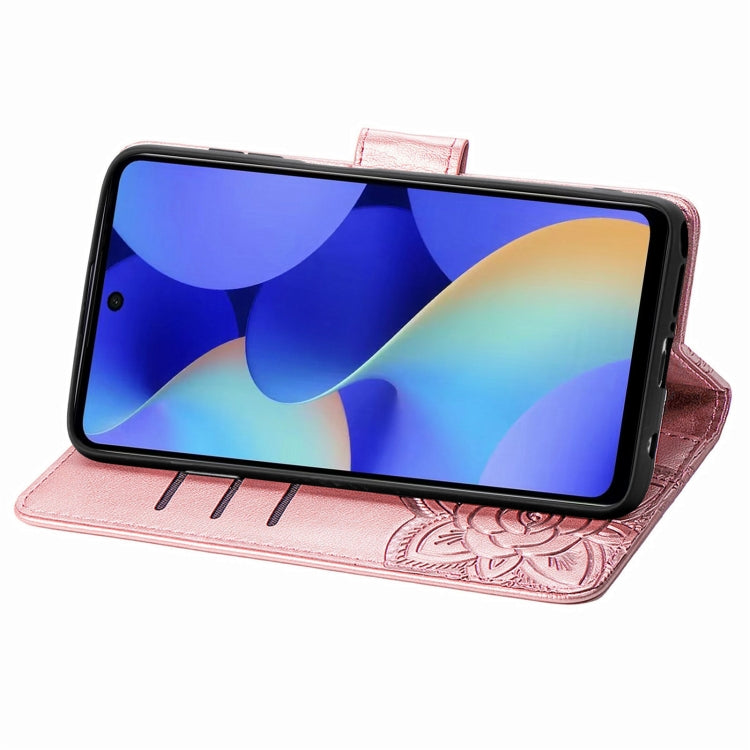 Butterfly Love Flower Embossed Leather Phone Case – Lanyard, Card Slot, Leather, For Tecno Spark 10 Pro, For Tecno Spark 10C