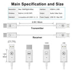 Wireless HDMI Transmitter and Receiver Kit, HDMI Wireless Extender Adapter, 1080P 60fps Video Audio Projecting for PC, Laptop, Camera to HDTV/Projector – Durable Build, Easy to Use