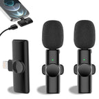 Bluetooth Mini Microphone Wireless Lavalier Noise Reduction Microphone for iPhone / iPad, with 8 Pin Receiver, Single Microphone, Dual Microphones