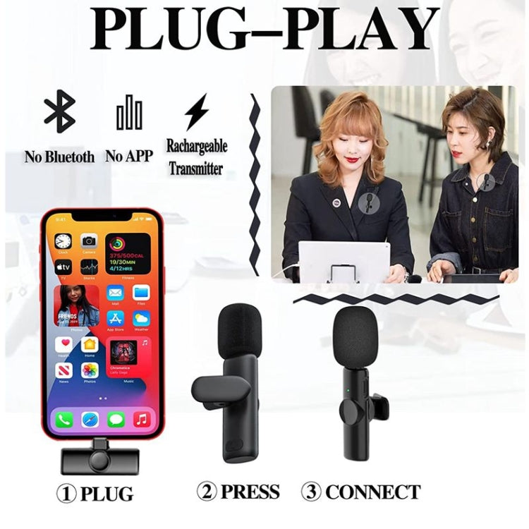 Bluetooth Mini Microphone Wireless Lavalier Noise Reduction Microphone for iPhone / iPad, with 8 Pin Receiver, Single Microphone, Dual Microphones