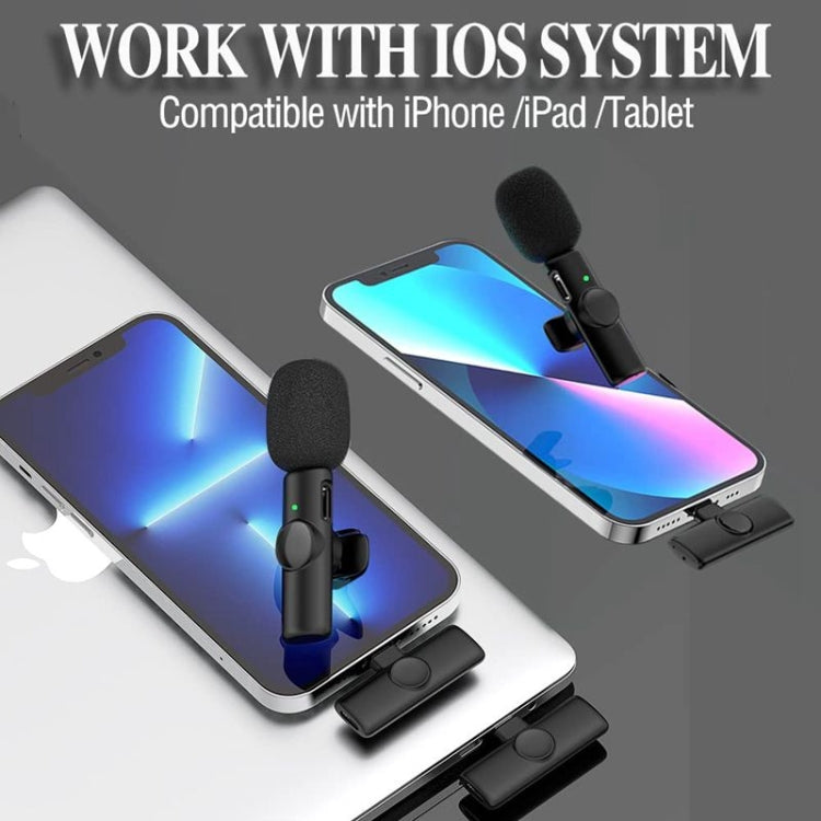 Bluetooth Mini Microphone Wireless Lavalier Noise Reduction Microphone for iPhone / iPad, with 8 Pin Receiver, Single Microphone, Dual Microphones
