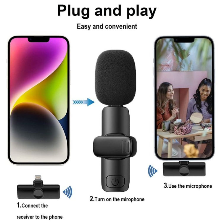 Bluetooth Mini Microphone Wireless Lavalier Noise Reduction Microphone for iPhone / iPad, with 8 Pin Receiver, Single Microphone, Dual Microphones