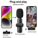 Bluetooth Mini Microphone Wireless Lavalier Noise Reduction Microphone for iPhone / iPad, with 8 Pin Receiver, Single Microphone, Dual Microphones