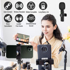Bluetooth Mini Microphone Wireless Lavalier Noise Reduction Microphone for iPhone / iPad, with 8 Pin Receiver, Single Microphone, Dual Microphones