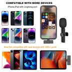 Bluetooth Mini Microphone Wireless Lavalier Noise Reduction Microphone for iPhone / iPad, with 8 Pin Receiver, Single Microphone, Dual Microphones