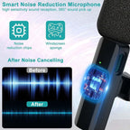 Lavalier Wireless Noise Reduction Microphone for Phone / Camera / Laptop / MacBook with 3.5mm Receiver, One by One, One by Two