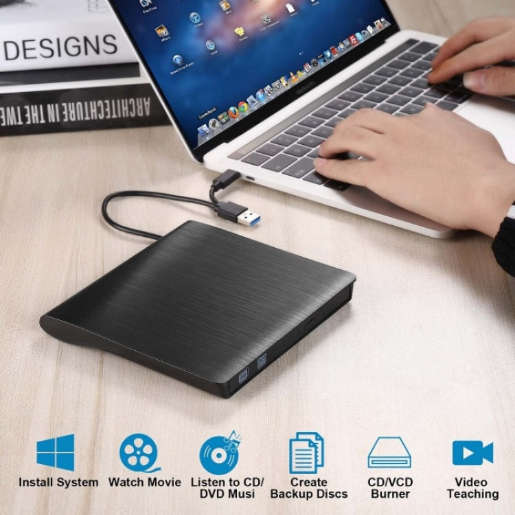 BT638 Notebook Desktop External USB 3.0 Portable CD Player CD-RW Optical Drive Burner, BT638 – Ultra-thin