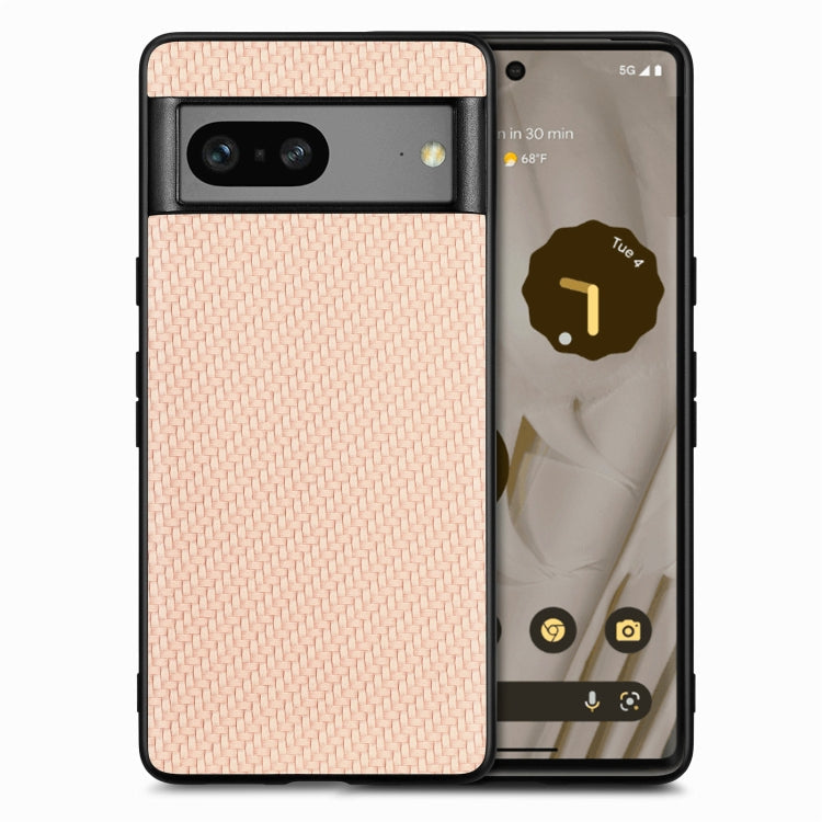 Carbon Fiber Texture Leather Back Cover Phone Case – Leather, For Google Pixel 9 / 9 Pro, For Google Pixel 7a, For Google Pixel 6a, For Google Pixel 6 Pro For Google Pixel 7a Khaki