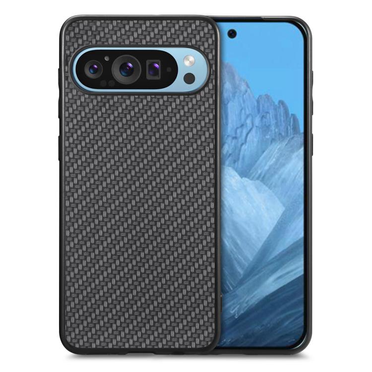 Carbon Fiber Texture Leather Back Cover Phone Case – Leather, For Google Pixel 10 Pro XL, For Google Pixel 10 / 10 Pro, For Google Pixel 9a, For Google Pixel 9 Pro XL For Google Pixel 10 Pro XL Black
