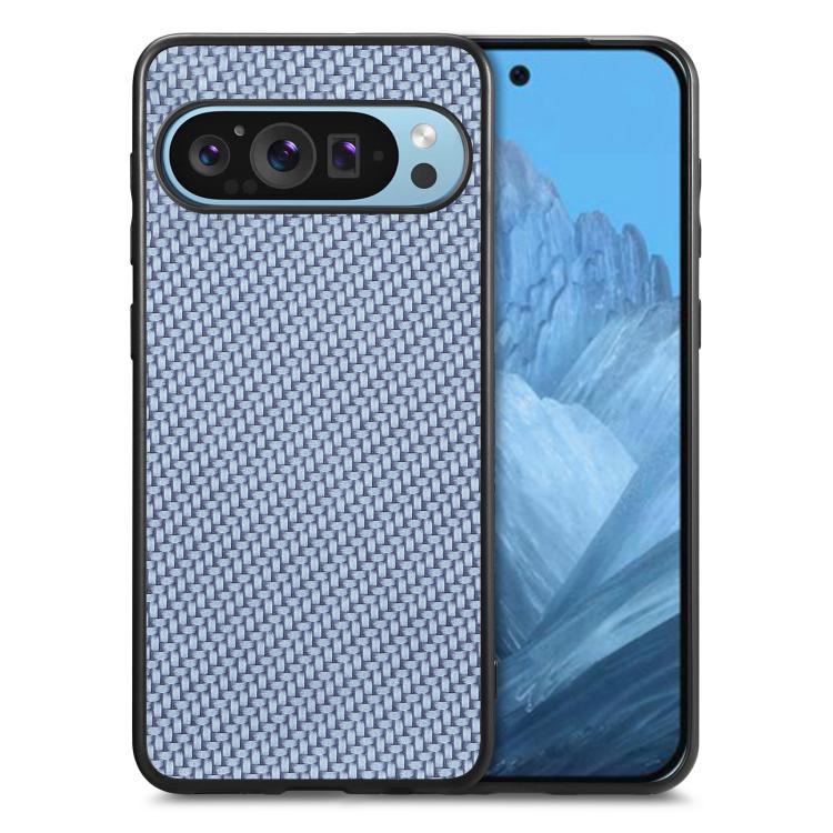 Carbon Fiber Texture Leather Back Cover Phone Case – Leather, For Google Pixel 10 Pro XL, For Google Pixel 10 / 10 Pro, For Google Pixel 9a, For Google Pixel 9 Pro XL For Google Pixel 10 Pro XL Blue
