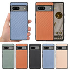 Carbon Fiber Texture Leather Back Cover Phone Case – Leather, For Google Pixel 6