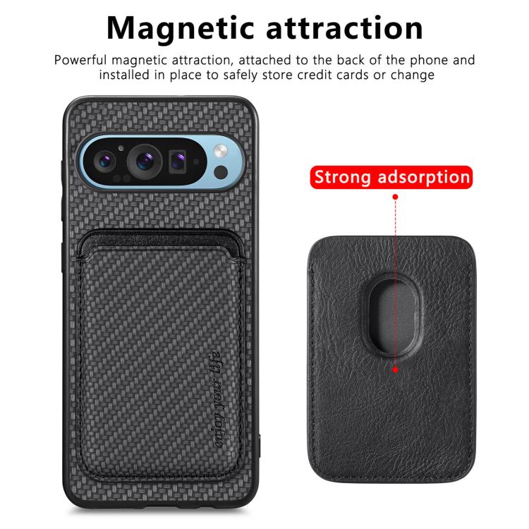 Carbon Fiber Leather Card Magsafe Phone Case – Magnetic, Leather, For Google Pixel 10 Pro XL, For Google Pixel 9 Pro XL, For Google Pixel 10 / 10 Pro, For Google Pixel 9 / 9 Pro