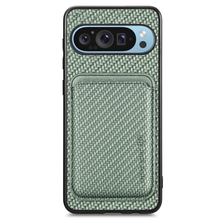 Carbon Fiber Leather Card Magsafe Phone Case – Magnetic, Leather, For Google Pixel 10 Pro XL, For Google Pixel 9 Pro XL, For Google Pixel 10 / 10 Pro, For Google Pixel 9 / 9 Pro For Google Pixel 10 Pro XL Green