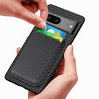Carbon Fiber Leather Card Magsafe Phone Case – Magnetic, Leather, For Google Pixel 9a, For Google Pixel 7 Pro, For Google Pixel 7, For Google Pixel 6