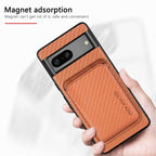 Carbon Fiber Leather Card Magsafe Phone Case – Magnetic, Leather, For Google Pixel 10 Pro XL, For Google Pixel 9 Pro XL, For Google Pixel 10 / 10 Pro, For Google Pixel 9 / 9 Pro