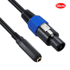 JUNSUNMAY Speakon Male to 6.35mm Female Audio Speaker Adapter Cable with Snap Lock, Length: 50cm Default Title