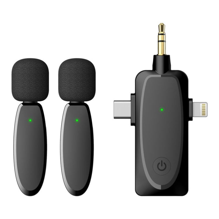 3 in 1 Mini Wireless Lavalier Microphones for iPhone / Android / Camera with Noise Reduction Function, One by Two One by Two