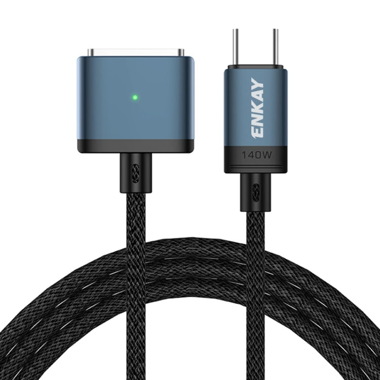 ENKAY 140W USB-C / Type-C to MagSafe 3 Nylon Braided Magnetic Charging Cable with LED Indicator for MacBook 6.6FT, ENKAY Grey, ENKAY Blue – Magnetic, Fast Charging ENKAY Blue Blue