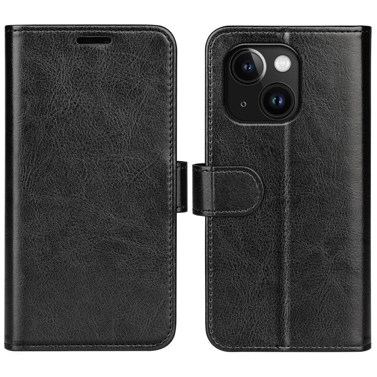 R64 Texture Horizontal Flip Leather Phone Case – Wear-resistant, Card Slot, Flip, For iPhone 15 For iPhone 15 Black