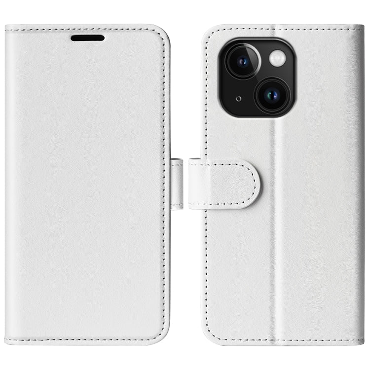 R64 Texture Horizontal Flip Leather Phone Case – Wear-resistant, Card Slot, Flip, For iPhone 15 For iPhone 15 White