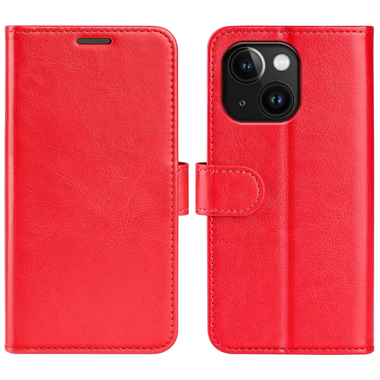 R64 Texture Horizontal Flip Leather Phone Case – Wear-resistant, Card Slot, Flip, For iPhone 15 For iPhone 15 Red