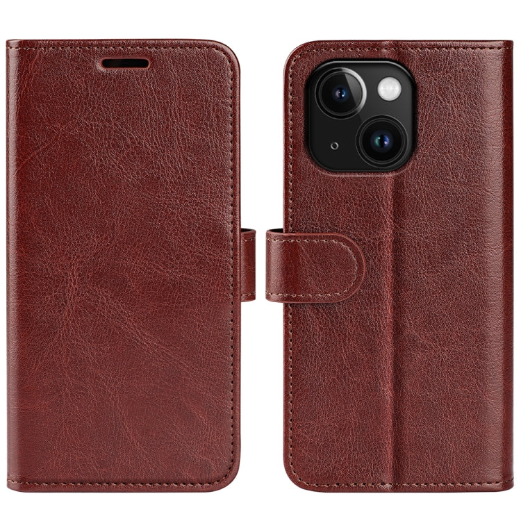 R64 Texture Horizontal Flip Leather Phone Case – Wear-resistant, Card Slot, Flip, For iPhone 15 For iPhone 15 Brown