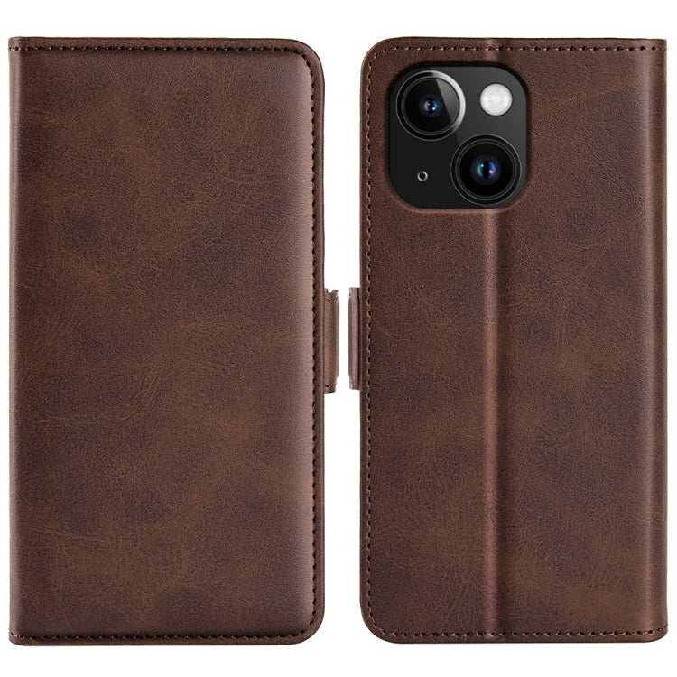 Dual-side Magnetic Buckle Horizontal Flip Leather Phone Case – Wear-resistant, Magnetic, Card Slot, For iPhone 16, For iPhone 15 Pro Max, For iPhone 15 Pro, For iPhone 15 Plus For iPhone 15 Plus Brown