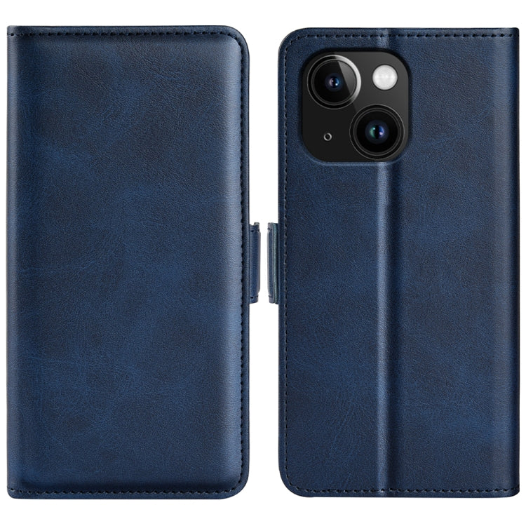 Dual-side Magnetic Buckle Horizontal Flip Leather Phone Case – Wear-resistant, Magnetic, Card Slot, For iPhone 16, For iPhone 15 Pro Max, For iPhone 15 Pro, For iPhone 15 Plus For iPhone 15 Plus Dark Blue
