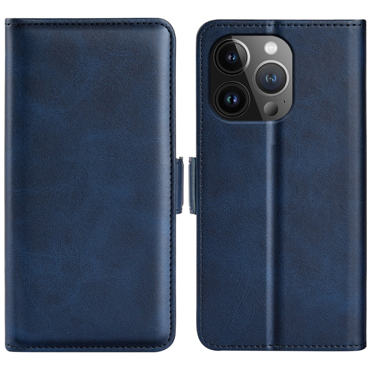 Dual-side Magnetic Buckle Horizontal Flip Leather Phone Case – Wear-resistant, Magnetic, Card Slot, For iPhone 16, For iPhone 15 Pro Max, For iPhone 15 Pro, For iPhone 15 Plus For iPhone 15 Pro Dark Blue