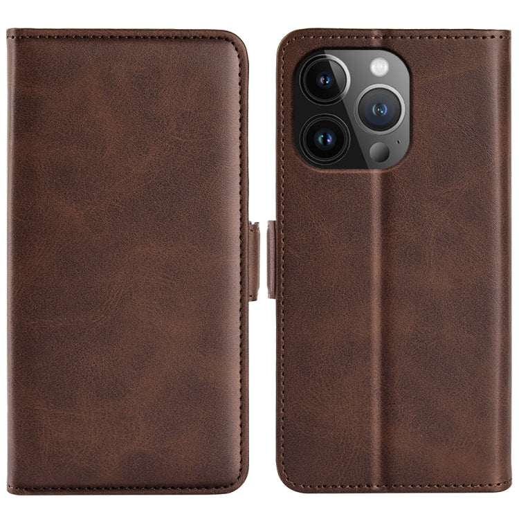 Dual-side Magnetic Buckle Horizontal Flip Leather Phone Case – Wear-resistant, Magnetic, Card Slot, For iPhone 16, For iPhone 15 Pro Max, For iPhone 15 Pro, For iPhone 15 Plus For iPhone 15 Pro Max Brown