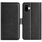 Dual-side Magnetic Buckle Horizontal Flip Leather Phone Case, For iPhone 16, For iPhone 15 Pro Max, For iPhone 15 Pro, For iPhone 15 Plus For iPhone 16 Black