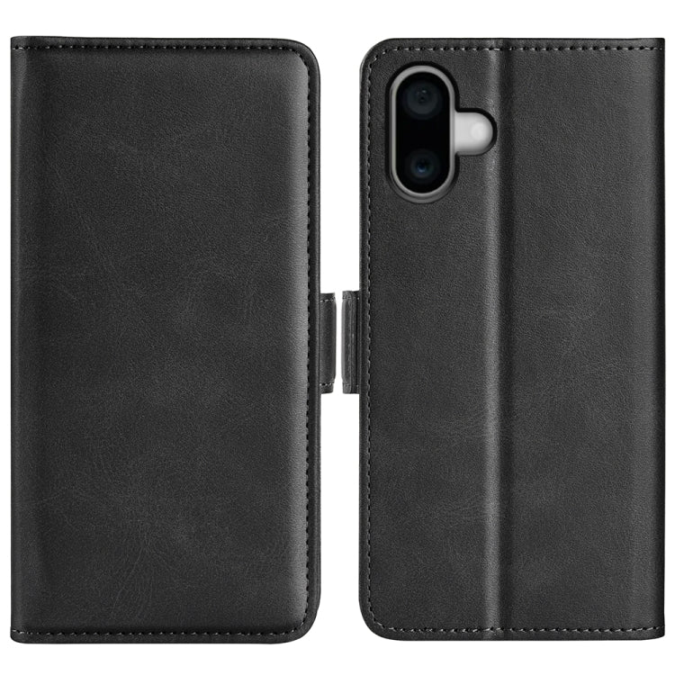 Dual-side Magnetic Buckle Horizontal Flip Leather Phone Case, For iPhone 16, For iPhone 15 Pro Max, For iPhone 15 Pro, For iPhone 15 Plus For iPhone 16 Black