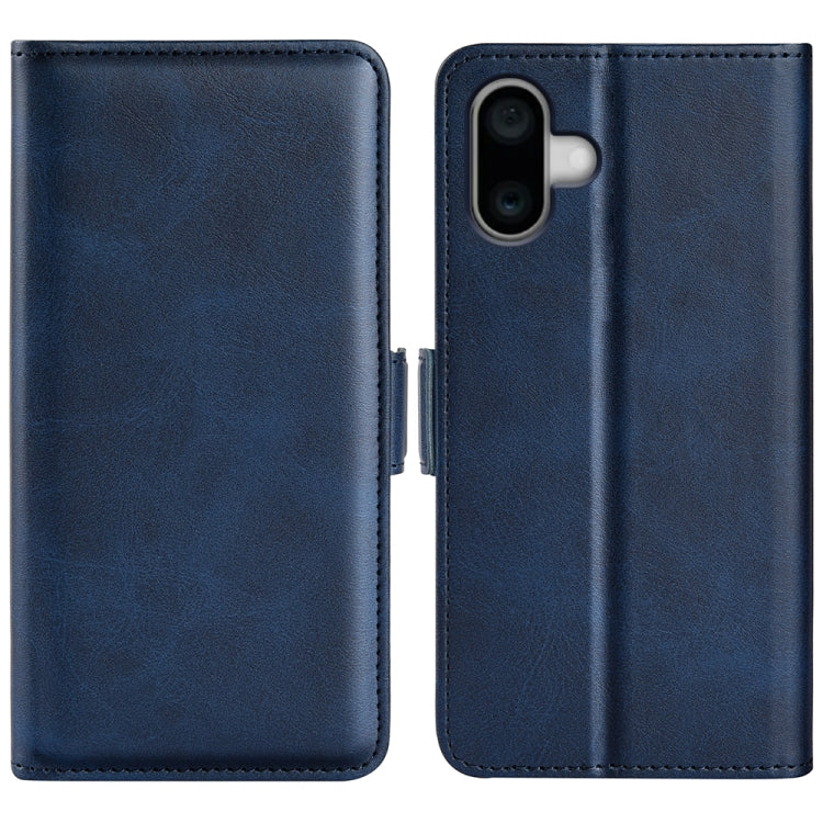 Dual-side Magnetic Buckle Horizontal Flip Leather Phone Case – Wear-resistant, Magnetic, Card Slot, For iPhone 16, For iPhone 15 Pro Max, For iPhone 15 Pro, For iPhone 15 Plus For iPhone 16 Dark Blue