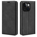 Retro-skin Magnetic Suction Leather Phone Case, For iPhone 15 For iPhone 15 Black