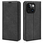Retro-skin Magnetic Suction Leather Phone Case, For iPhone 15 For iPhone 15 Black