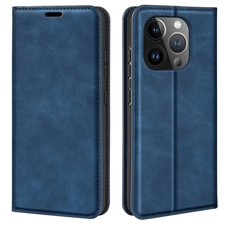 Retro-skin Magnetic Suction Leather Phone Case – Wear-resistant, Magnetic, Card Slot, For iPhone 16, For iPhone 15 Pro Max, For iPhone 15 Pro, For iPhone 15 Plus For iPhone 15 Pro Max Dark Blue