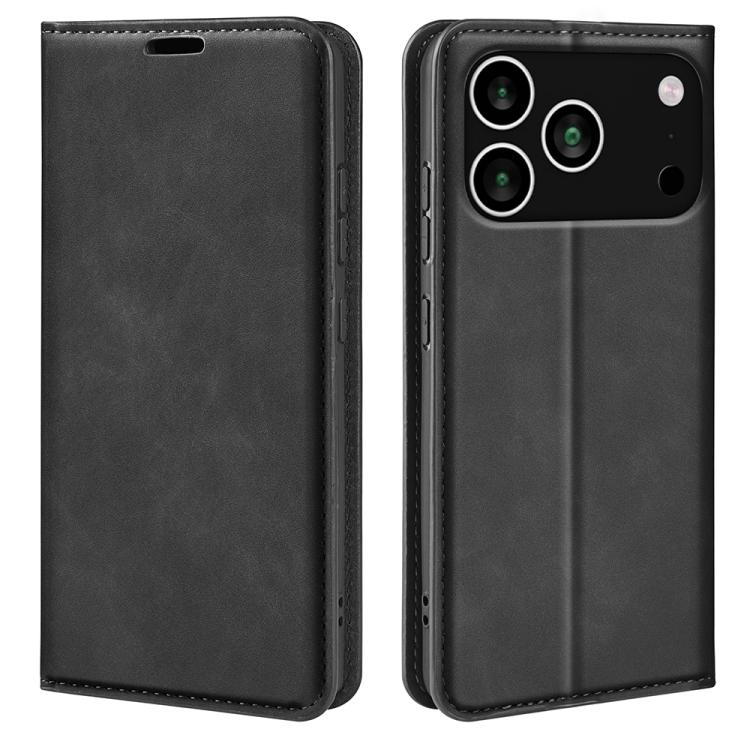 Phone Case – Leather, Magnetic (iPhone 17e) For iPhone 18 Pro 17 Pro Black